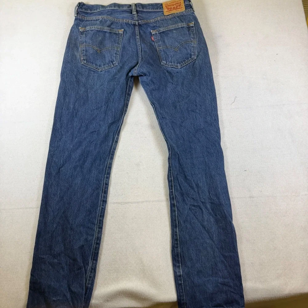 Levis 501 Original Fit Mens Jeans W34 L34 Medium Wash Blue Straight Leg Denim